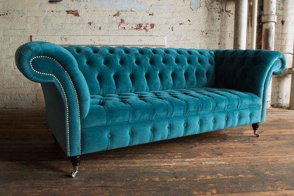 Sofa 3 Sitzer Couch design Turkis Chesterfield Polster Sitz Garnitur