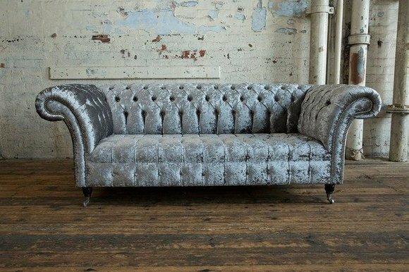 Chesterfield Sofa 3 Sitzer Couch design Sílber Polster Sitz Garnitur