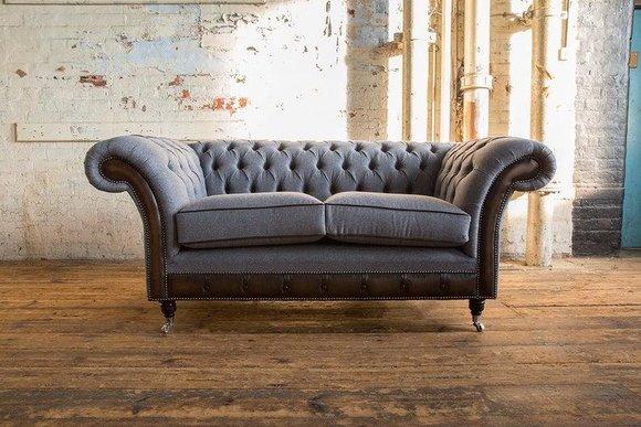 Sofas 2 Sitzer Couch Polster Sofa Textil Stoff Chesterfield Couchen