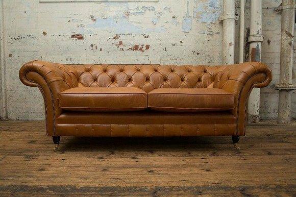 Sofa Luxus Leder Textil Chesterfield Couch Sofas Polster 3 Sitzer