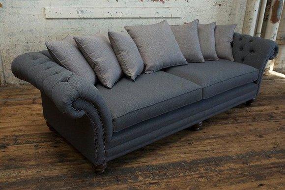 XXL Big Sofa 4 Sitzer Couch Chesterfield Polster Sitz Garnitur Stoff Textil