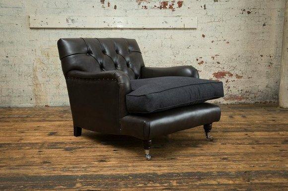 Lounge Club Sofa Sessel Couch Stuhl Fernseh Relax Leder Chesterfield