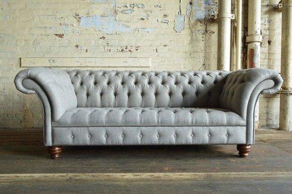 Chesterfield Ledersofa Couch Polster designer 3 Sitzer Textil Sofas Couchen
