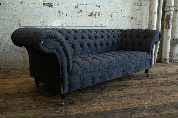 Chesterfield 3 Sitzer Couch Polster Sitz Textil Stoff Leder Couchen