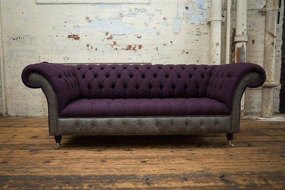 Lila Chesterfield Couch Sofa Polster 3 Sitzer Couchen Sitz Garnitur