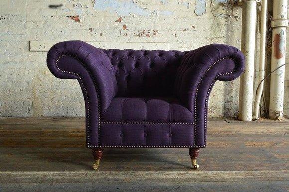 Design Chesterfield Stoff Couch Sofa Polster Sofas Neu Sessel 1 Sitzer