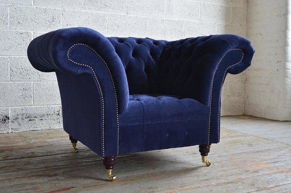 Chesterfield Sessel Fernseh Couch 1Sitzer Sofa Textil Stoff Couchen