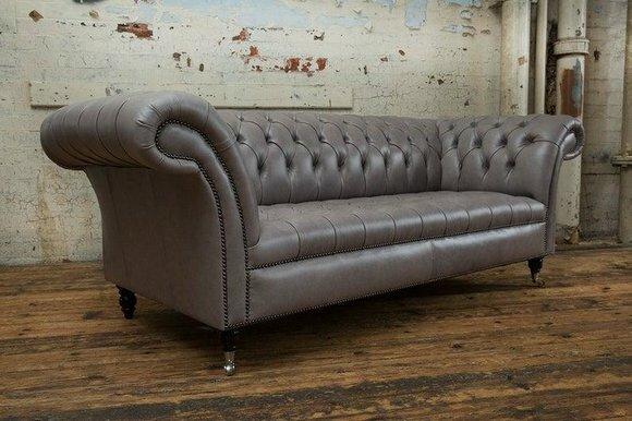 Chesterfield Ledersofa Sofa Couch Polster Textil Stoff Luxus Klasse Garnitur