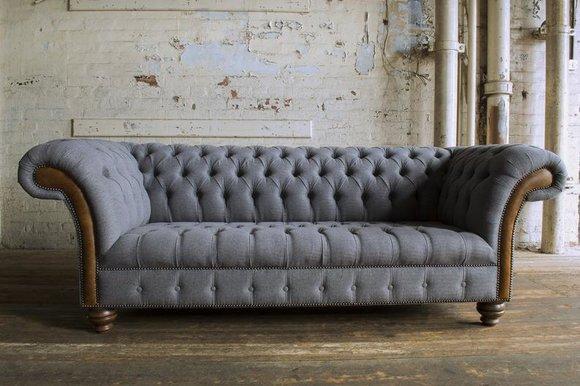 Chesterfield XXL Sofa Couch 3 Sitzer Polster Textil Stoff Couchen