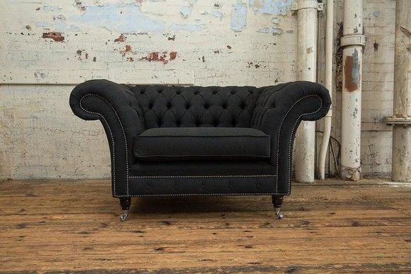 Chesterfield Sessel Fernseh Couch 1 Sitzer Sofa Textil Stoff Couchen