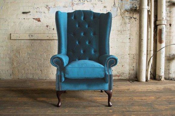 XXL Ohrensessel Sessel Samt Edler Luxus Relax Lounge chesterfield