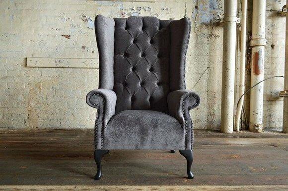 Ohrensessel Chesterfield Sessel Fernseh Couch 1 Sitzer Sofa Textil Couchen