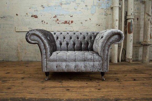Chesterfield 1 Sitzer Couch Polster Sitz Textil Stoff Leder Couchen Sofas