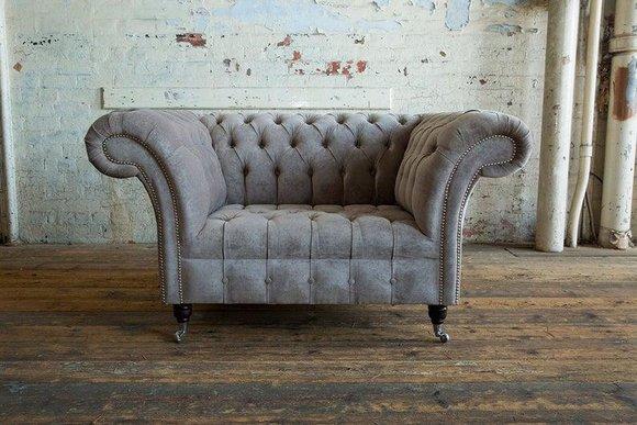 Chesterfield Sessel Fernseh Couch 1 Sitzer Sofa Textil Stoff Couchen