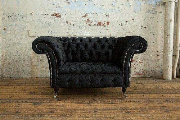 Chesterfield Ohrensessel Sessel 1 Sitzer Sofa Polster Couch Leder Textil