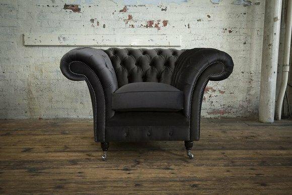 Chesterfield Sessel Fernseh Couch 1 Sitzer Sofa Textil Stoff Couchen