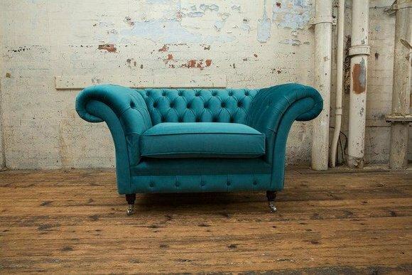 Chesterfield Sessel Fernseh Couch 1 Sitzer Sofa Textil Stoff Couchen