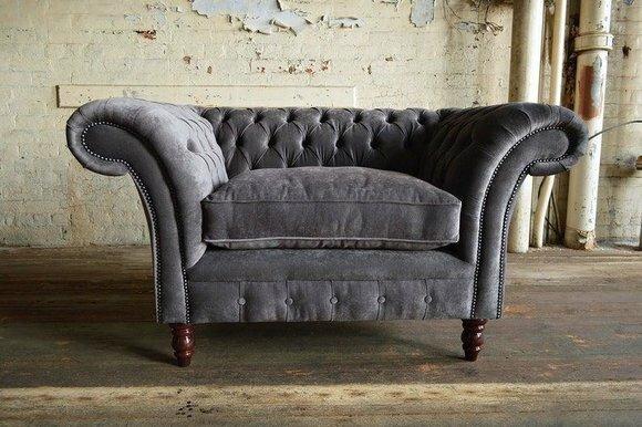 Design Chesterfield Sessel 1 Sitzer Couch Polster Luxus Klassische Textil