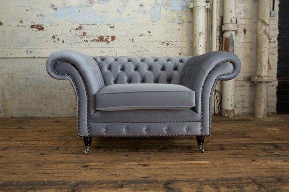 Chesterfield 1 Sitzer Sessel Textil Leder Polster Fernseh Sofa Couch