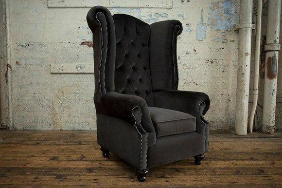 Chesterfield Design Sofa Sessel Couch Polster Textil Couchen 1Sitzer Ohrensessel