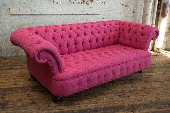 Chesterfield Big Textil Design Wohnzimmer Couch Sofa Polster 3 Sitz
