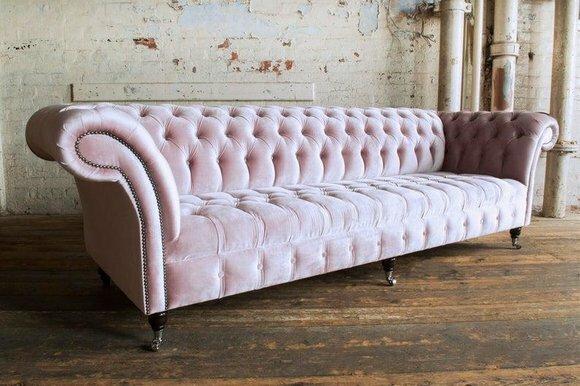 Design Sofa 4 Sitzer Couch Polster Luxus Klassische Textil Chesterfield