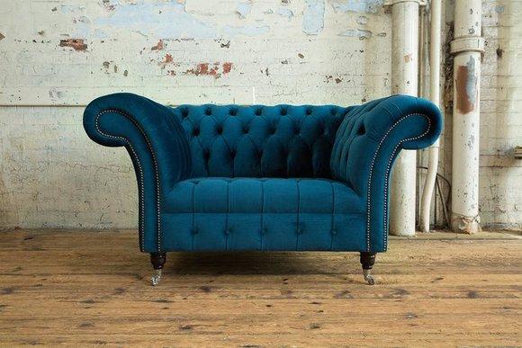Chesterfield Sessel Fernseh Couch 1 Sitzer Sofa Textil Stoff Couchen