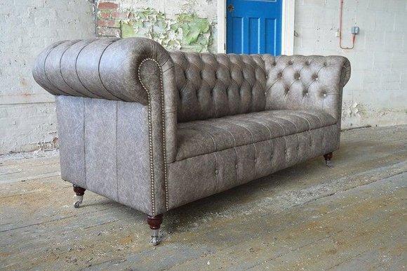Chesterfield Big Textil Design Wohnzimmer Couch Sofa Polster 3 Sitz