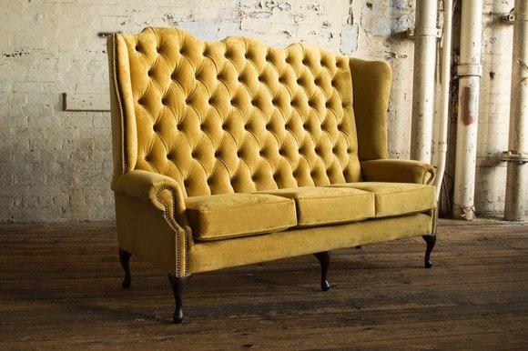 Chesterfield Big Textil Design Wohnzimmer Couch Sofa Polster 3 Sitz