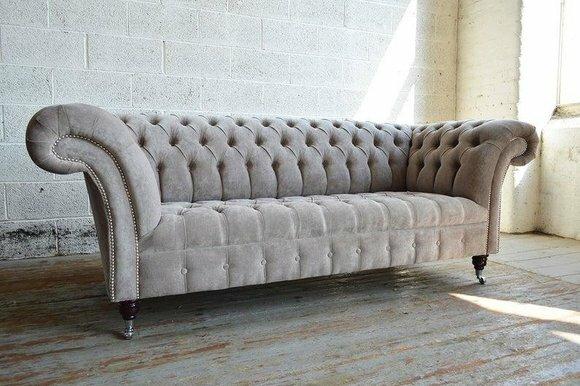 Chesterfield Big Textil Design Wohnzimmer Couch Sofa Polster 3 Sitz