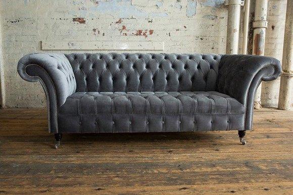 Chesterfield Big Textil Design Wohnzimmer Couch Sofa Polster 3 Sitz