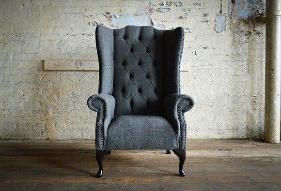 Design Ohrensessel Chesterfield Stoff Couch Sofa Polster Sofas Sessel Fernseh