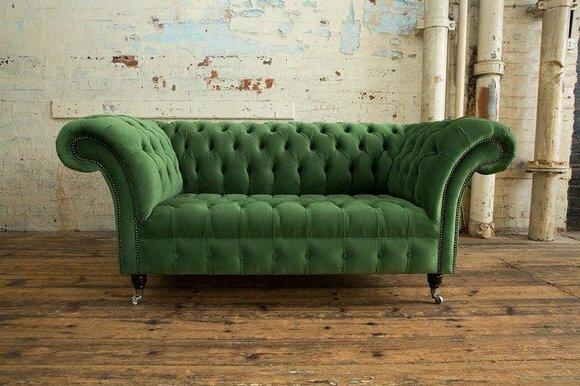 Chesterfield Couch 2 Sitzer Polster Sitz Textil Stoff Leder Couchen