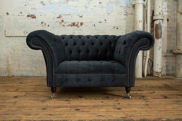 Chesterfield Sessel Fernseh Couch 1 Sitzer Sofa Textil Stoff Couchen