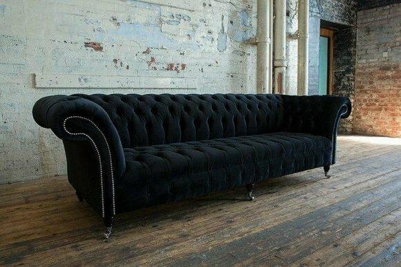 Chesterfield 4 Sitzer Couchen Luxus Textil Stoff Couchen Polster
