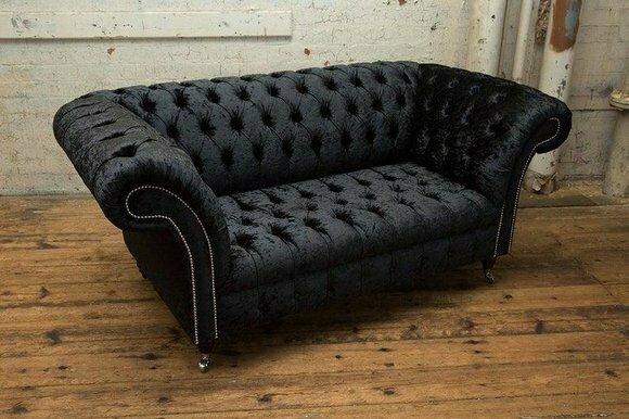 Chesterfield Sofa Fernseh Couch 2 Sitzer Luxus Textil Stoff Couchen