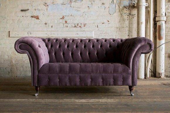 Chesterfield Sofa Fernseh Couch 2 Sitzer Luxus Textil Stoff Couchen