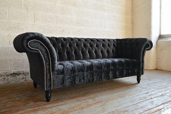 Chesterfield 3 Sitzer Couch Polster Sitz Textil Stoff Leder Couchen
