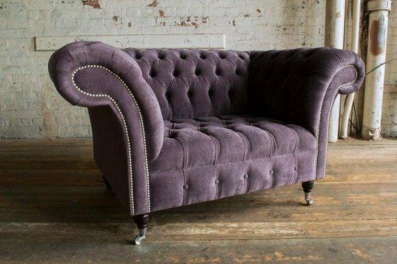 Chesterfield Sofa Fernseh Couch 1 Sitzer Luxus Textil Stoff Couchen