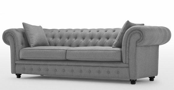 XXL Grau Sofa 4 Sitzer Couch Chesterfield Polster Sitz Garnitur Leder