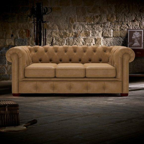 Chesterfield 3 Sitzer Polster Couch Antik Stil Leder Stoff Sofa Couchen