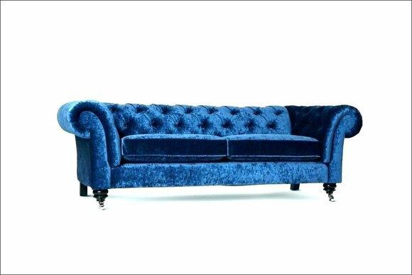 Chesterfield Samt Sofa 3 Sitzer Designer Blau Couchen Couch Stoff