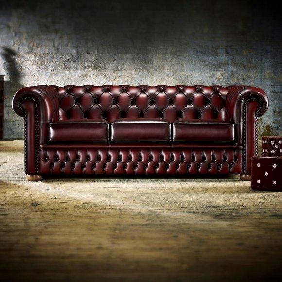 Sofa 3 Sitzer Bordaux Ledersofa Couchen Couch Chesterfield Garnitur