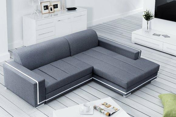 Ecksofa mit Schlaffunktion Bettfunktion Kasten Sofa Couch Wohnlandschaft