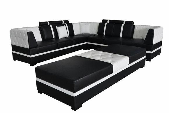 Eck Sofa Couch Wohnlandschaft Leder Couchen Polster Ecke Sitz Garnitur