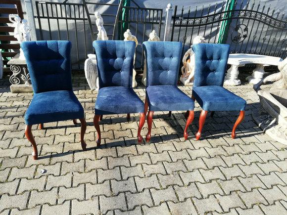 Esszimmer 4x Stuhl Set Stühle Garnitur Polster Lehn Wohnzimmer Holz SAMT