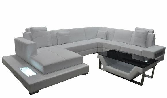 Eck Leder Sofa Couch Polster Ecke Sitz Garnitur U Form Wohnlandschaft