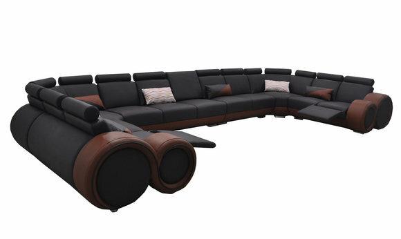 XXL Couch Big Eck Sofa Leder Eck Garnitur Ecke Landschaft Polster Wohn