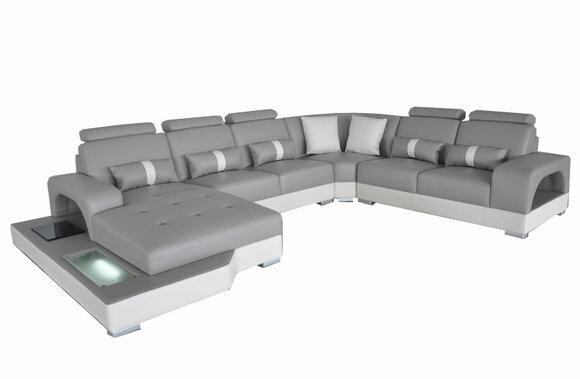 Leder Eck Sofa Eck Wohnlandschaft Garnitur Design Modern Couch