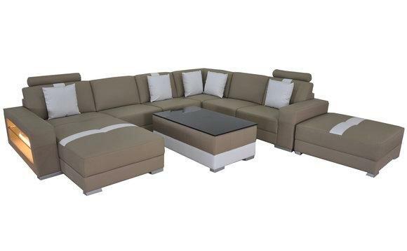 Ledersofa Couch Wohnlandschaft Eck Garnitur Design Modern Sofa